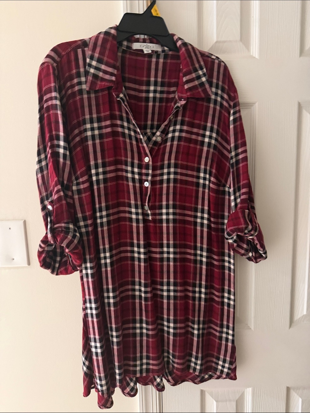 Jolie & Joy Red Plaid flannel top Button